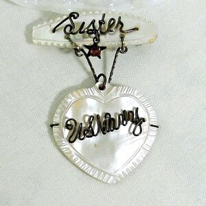 Vintage Sister US Navy MOP with Red Star Pin / Brooch